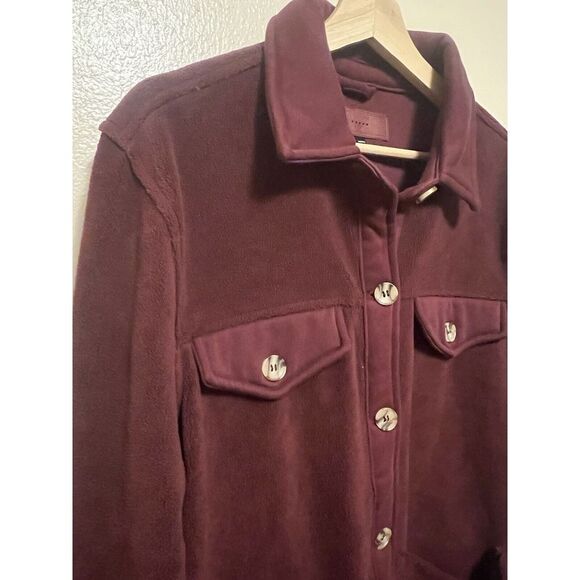 BlankNYC Fleece Jacket Shirt Shacket Burgundy Wine Red Size Medium Cozy Soft - Picture 5 of 16
